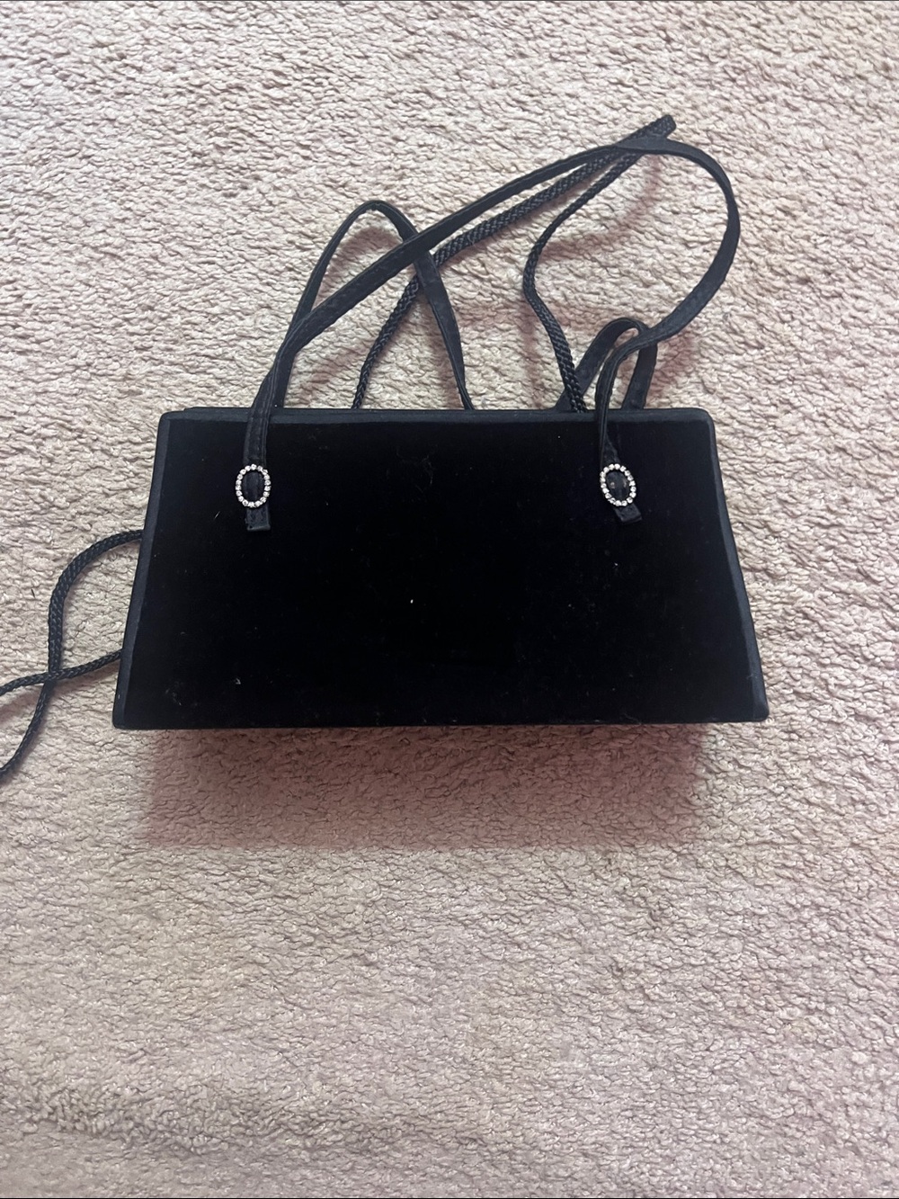 Black Velvet Evening Bag with Rhinestone Accents